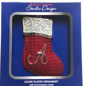 Studio Design Regent Square Initial A Enamel Christmas Ornament European Crystal